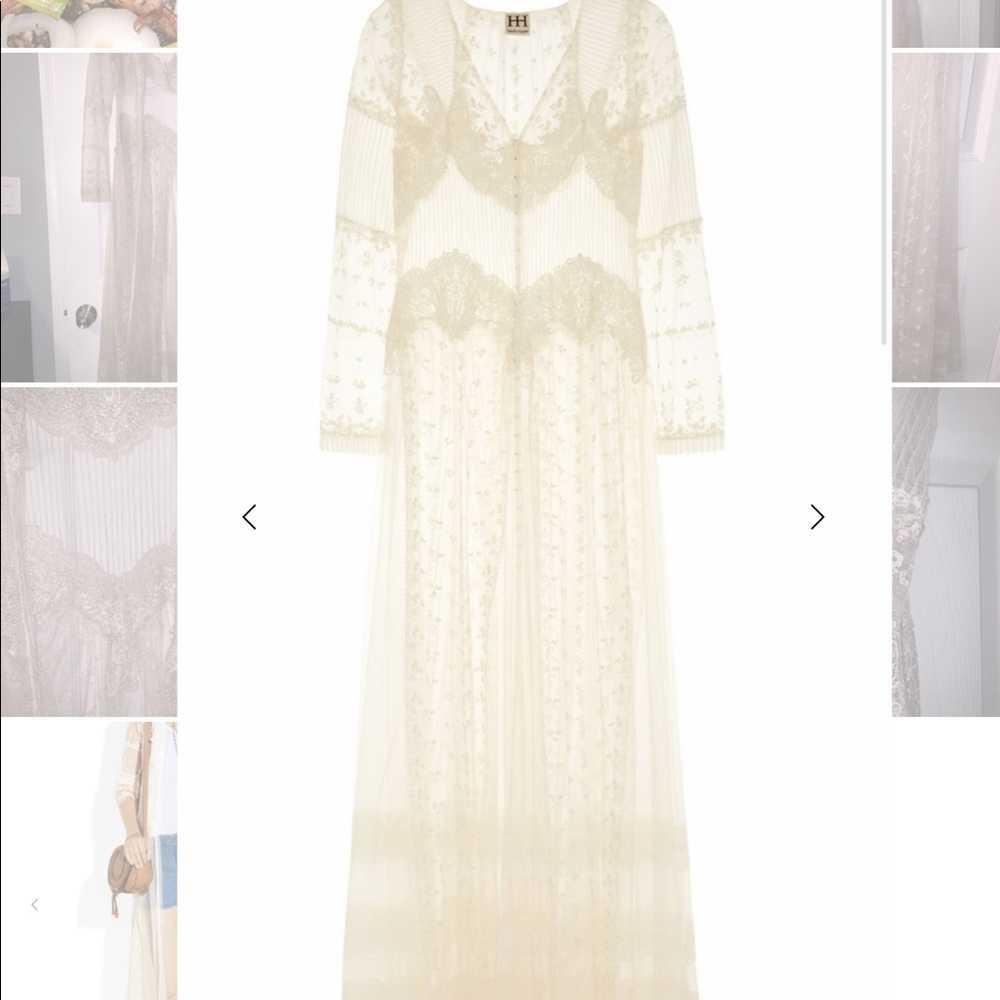 HIPPIE HAUTE Embroidered mesh & lace coat dress
